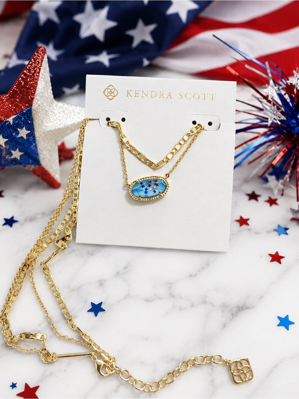 Kendra Scott Elisa Patriotic Star Necklace | Red, White & Blue | Limited Edition